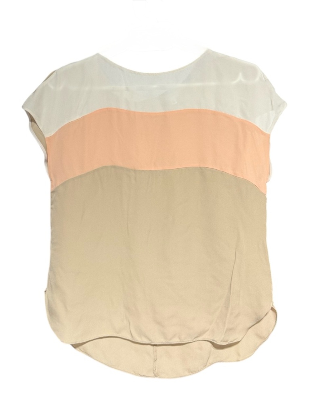 T. Babaton 100% Silk Blouse Colorblock Neutral Blush Office Workwear Luxury Top